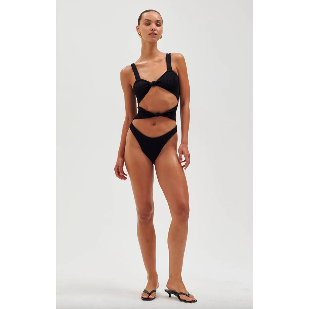 Reina Olga x Ronny Kobo Corset Knot One Piece - Black | Alternate view