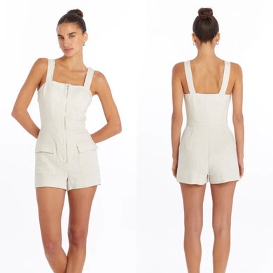 Amanda Uprichard Amanda Uprichard Gage Linen Blend Romper - Large - NWT – PerfectKini