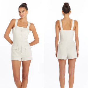 Amanda Uprichard Amanda Uprichard Gage Linen Blend Romper - Large - NWT – PerfectKini