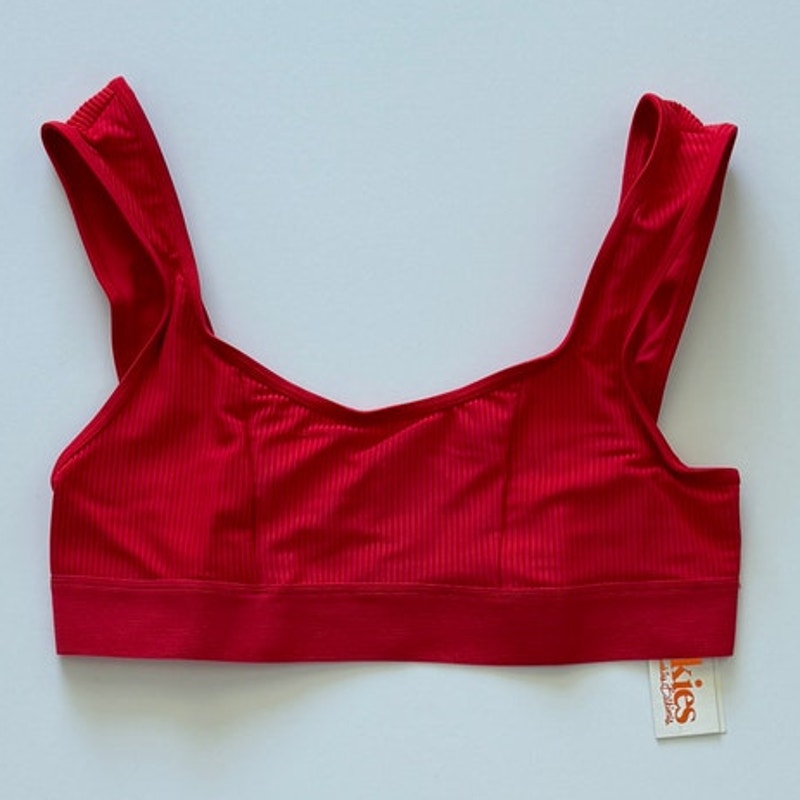 Frankies Bikinis Drew Ribbed Bikini Top - Red | Alternate view