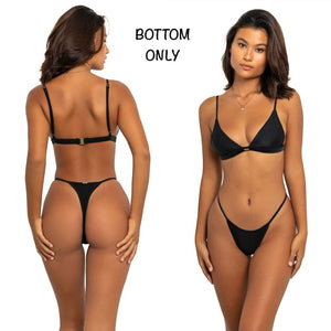 FAE FAE Swim JONES Thong Bikini Bottom - Nero - Minimal Coverage - G-String - Sustainable – PerfectKini