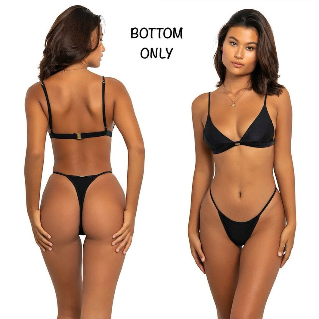 FAE FAE Swim JONES Thong Bikini Bottom - Nero - Minimal Coverage - G-String - Sustainable – PerfectKini
