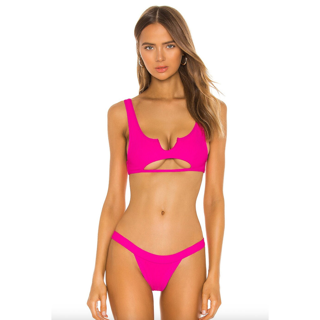 Frankies Bikinis Cole Ribbed Scoop Bikini Top | Alternate view