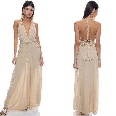 Luli Fama Luli Fama Gold Rush Cosita Buena Convertible Maxi Dress {M} NWT – PerfectKini