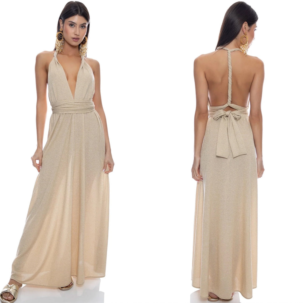 Luli Fama Luli Fama Gold Rush Cosita Buena Convertible Maxi Dress {M} NWT – PerfectKini
