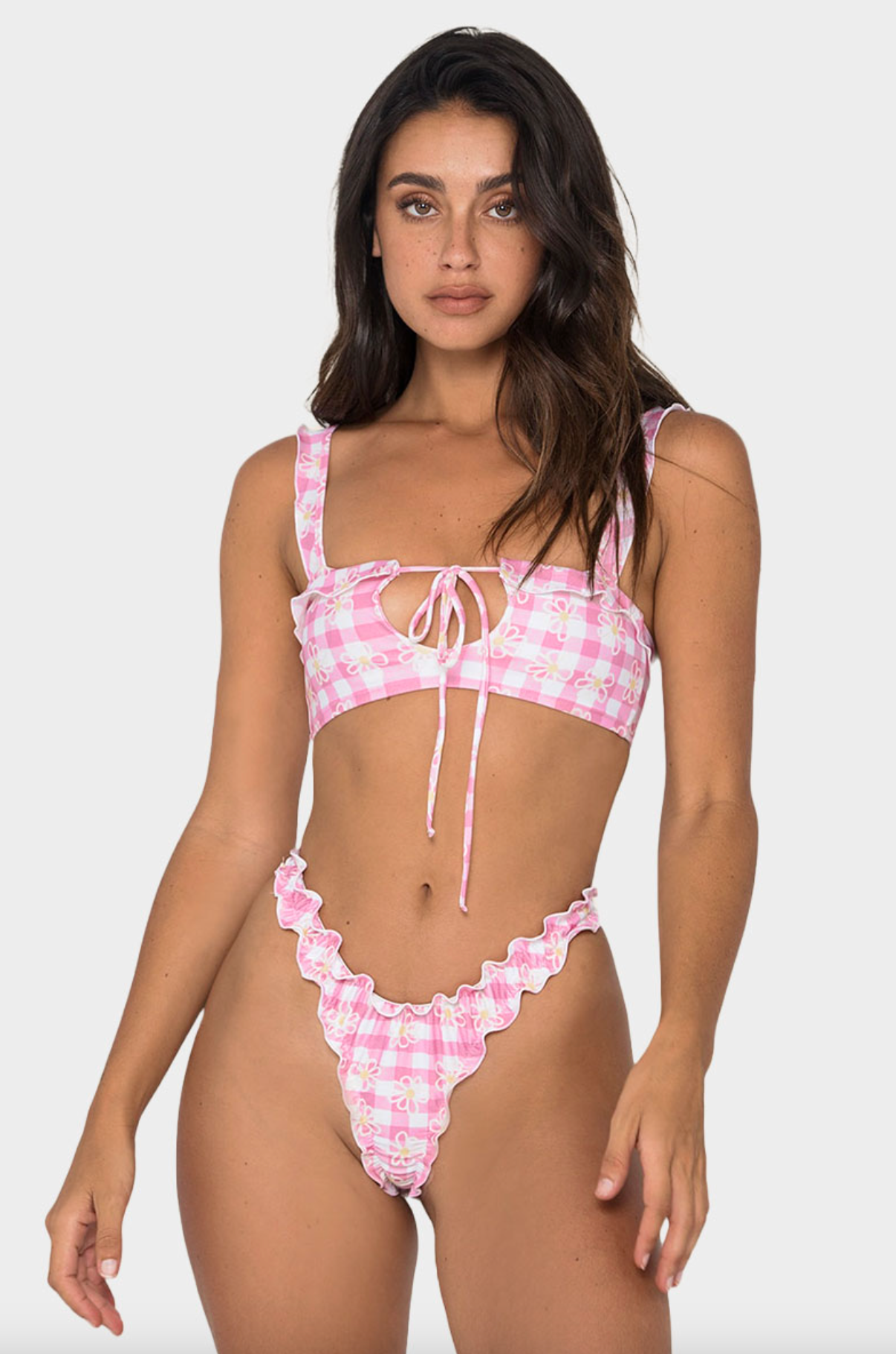 Khassani Bikini Top - Khassani Swimwear 'Alma' Bikini Top in Pink Flower Vichy
