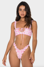 Khassani Swimwear 'Alma' Bikini Top in Pink Flower Vichy