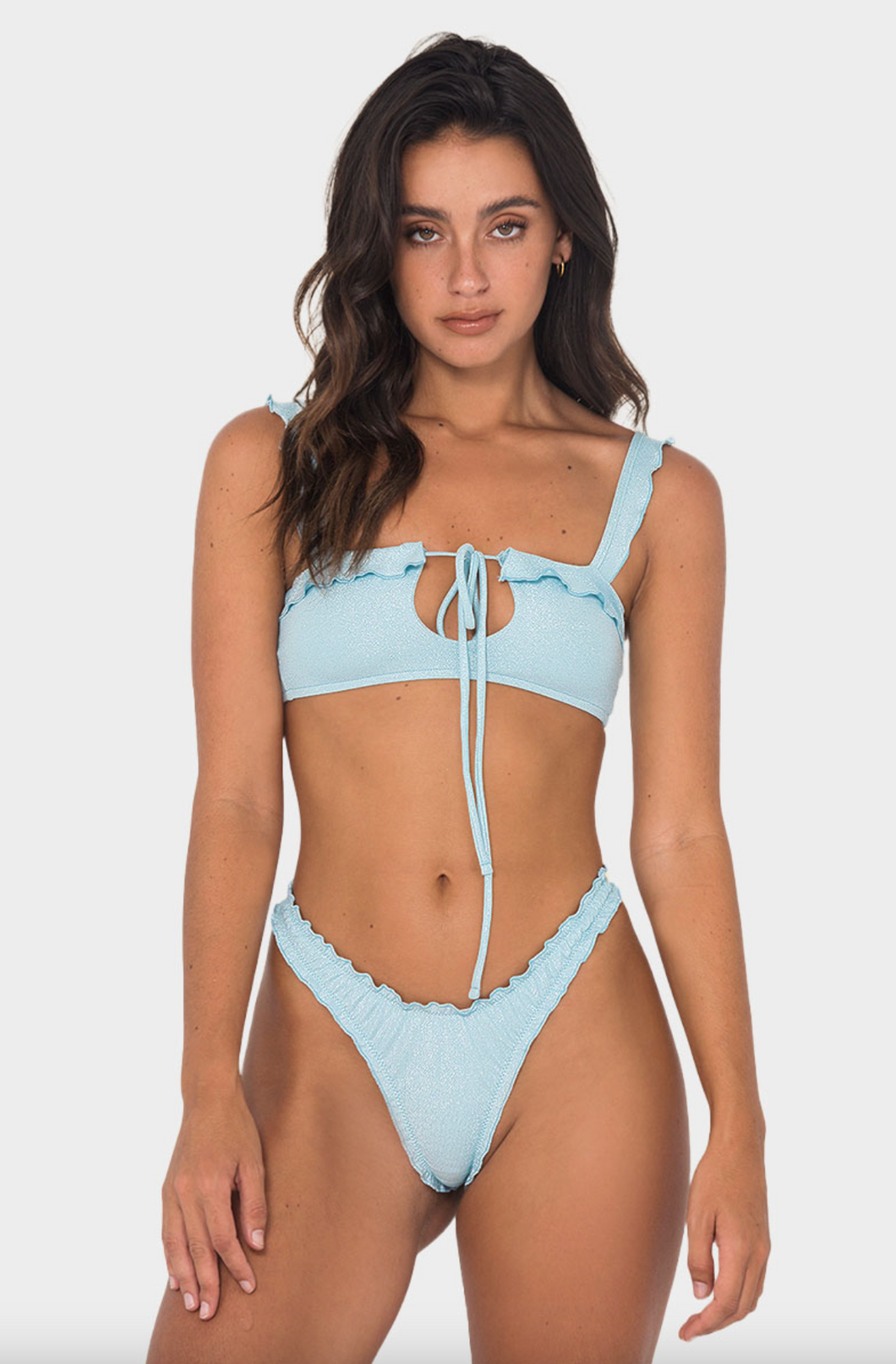 Khassani Swimwear 'Alma' Bikini Top in Shiny Blue