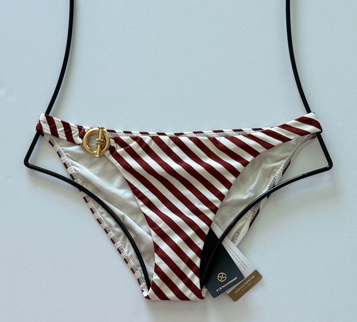 ViX Swimwear Boardwalk Audrey Full Bikini Bottom - Brown White Stripe
