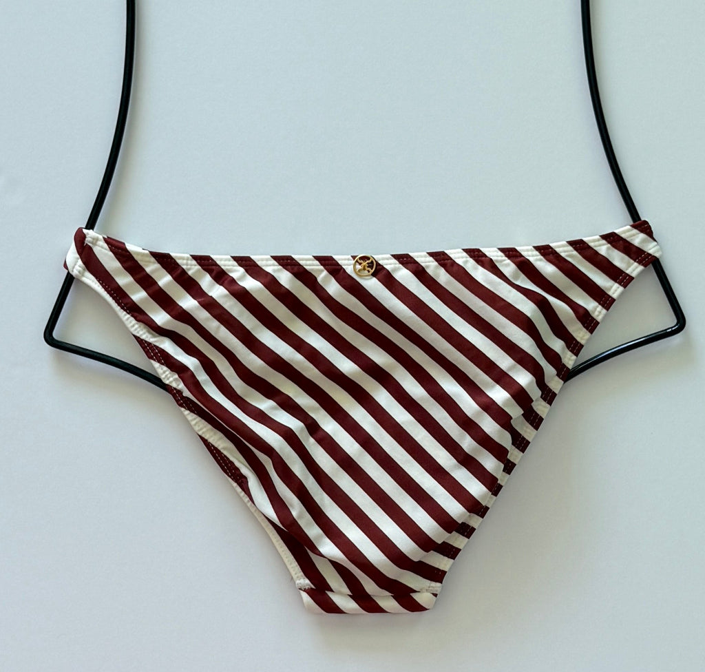 ViX Swimwear Boardwalk Audrey Full Bikini Bottom - Brown White Stripe