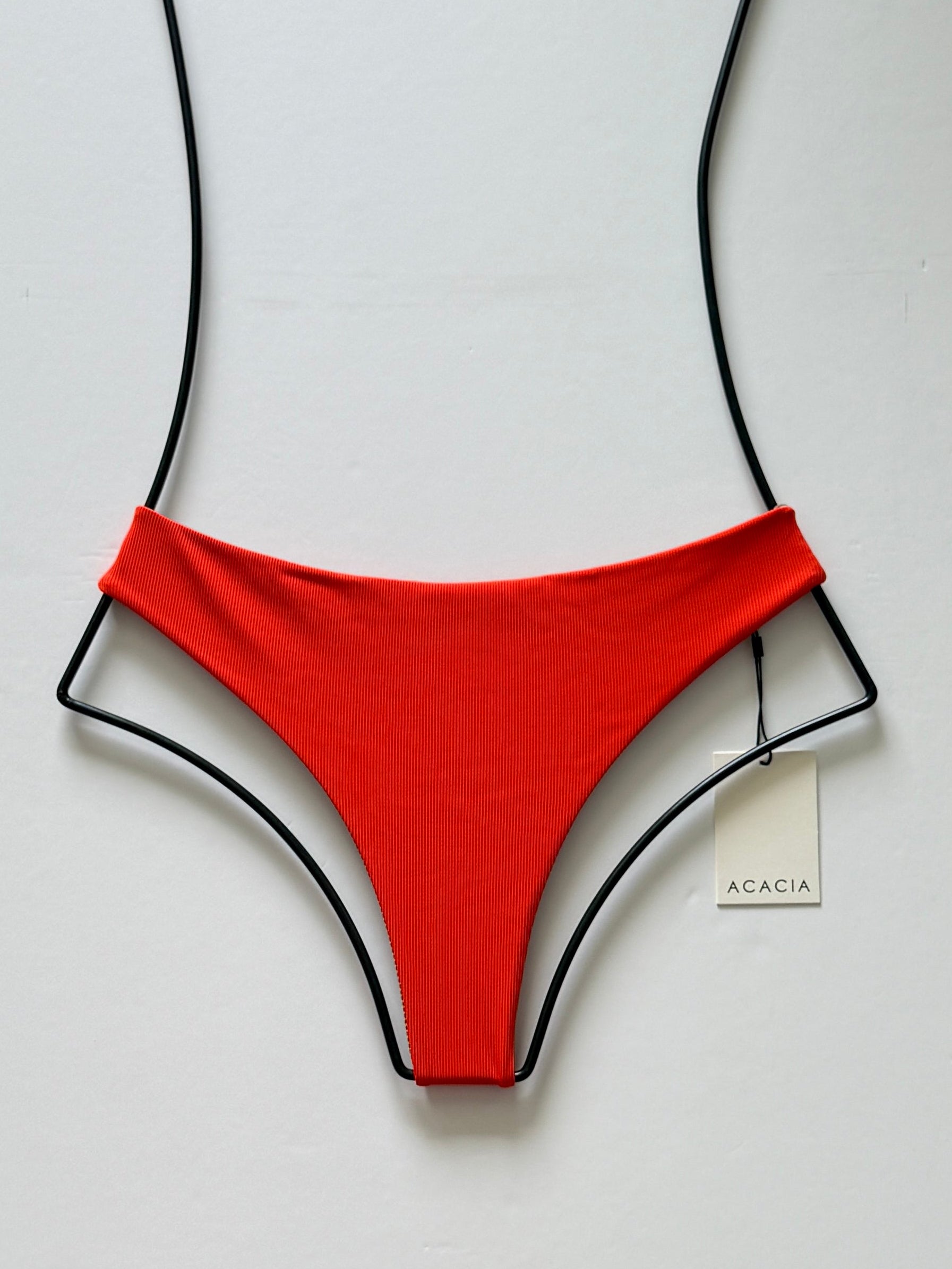 Acacia Swimwear Brazil Ribbed Bikini Bottom - Persimmon