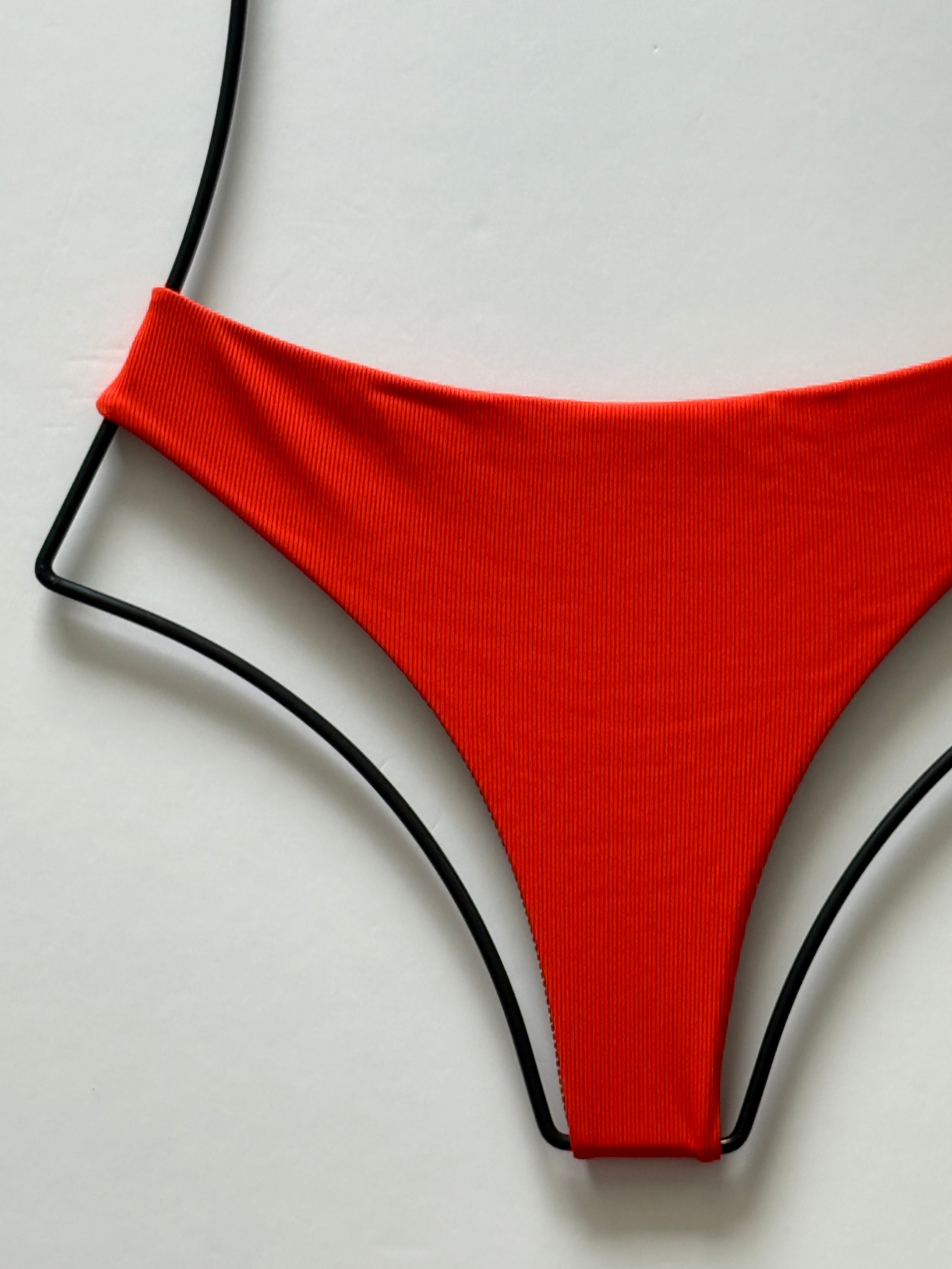 Acacia Swimwear Brazil Ribbed Bikini Bottom - Persimmon