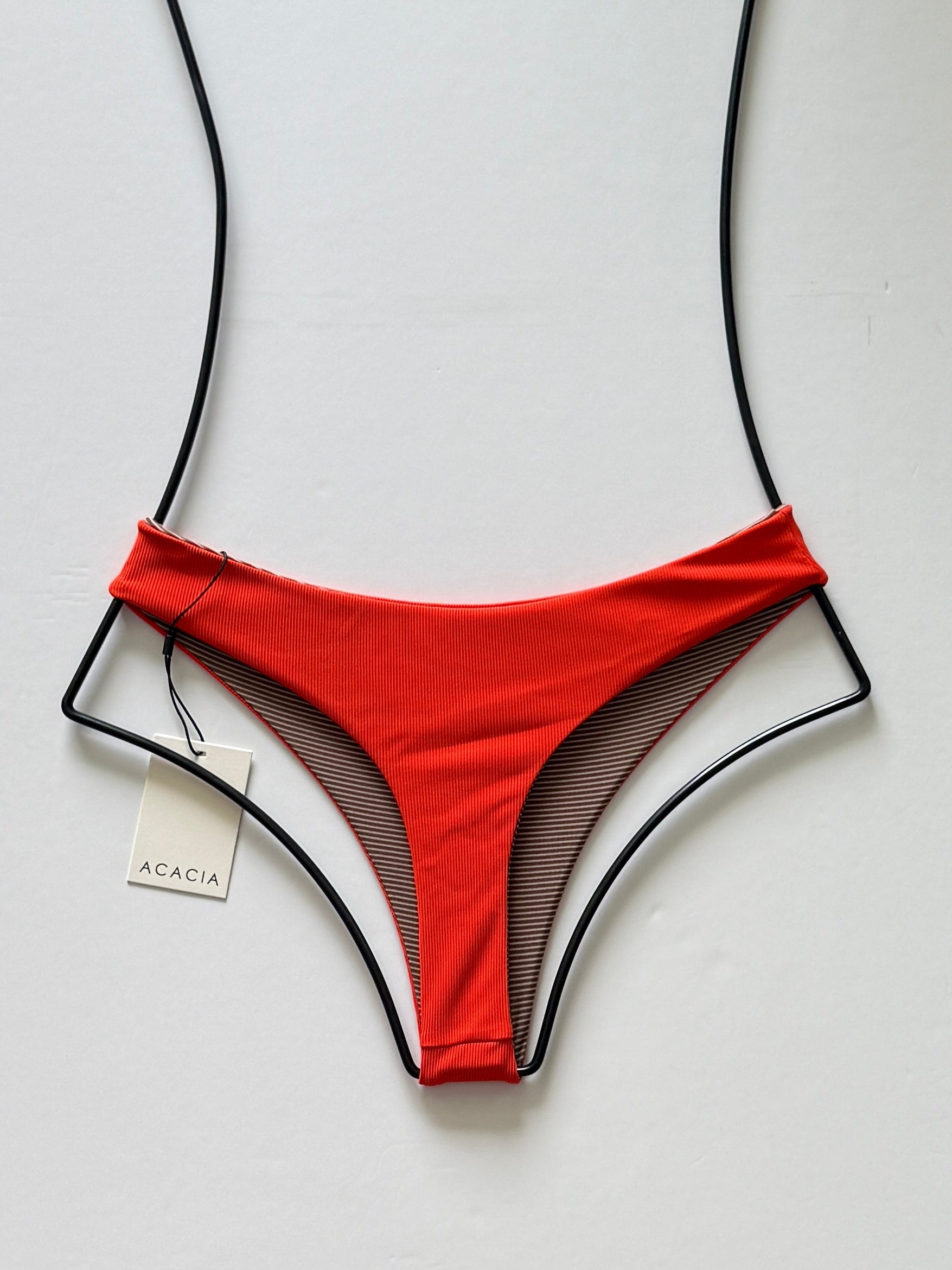 Acacia Swimwear Brazil Ribbed Bikini Bottom - Persimmon