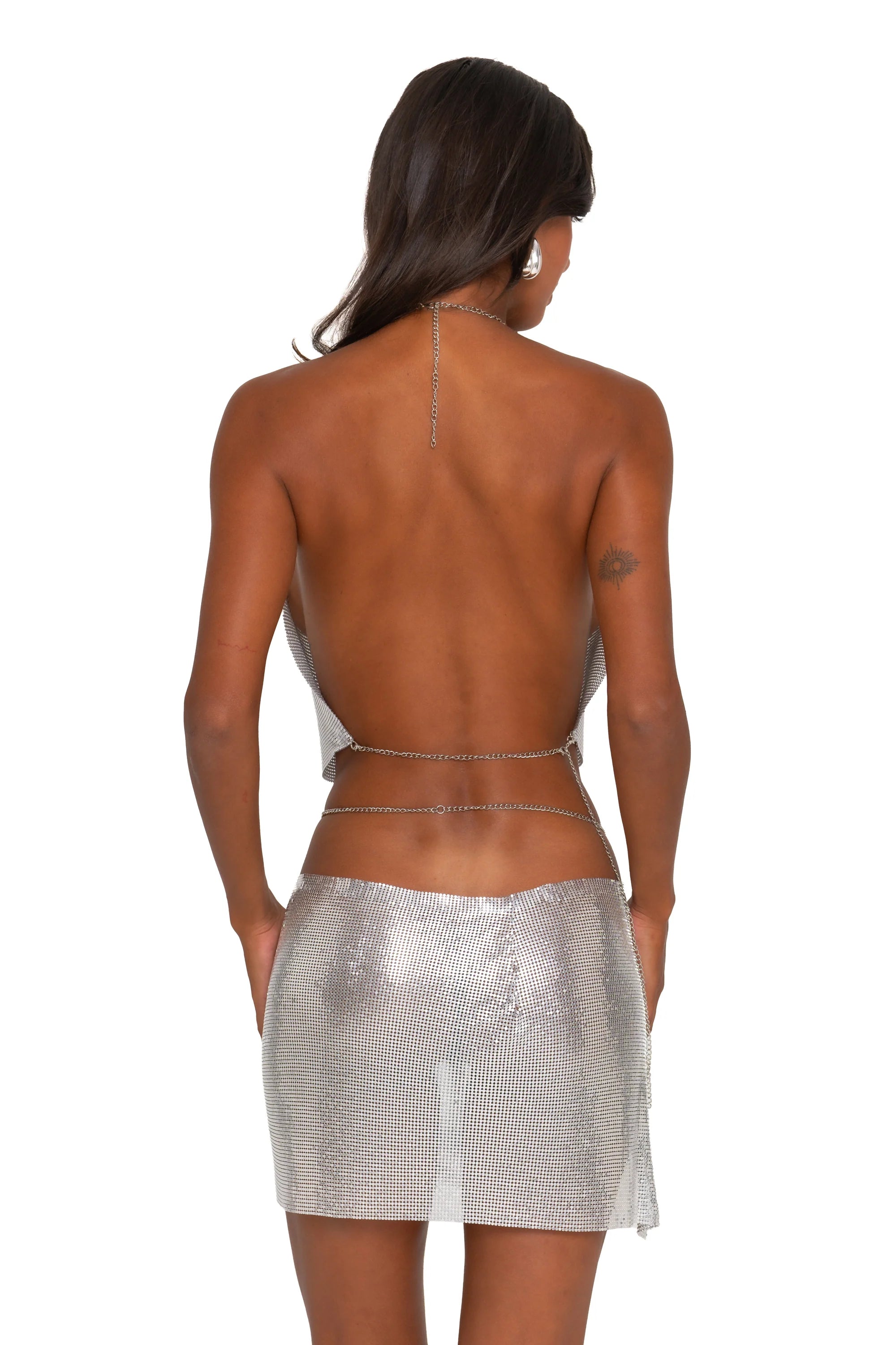 FAE Swim Halo Glomesh Skirt - Silver