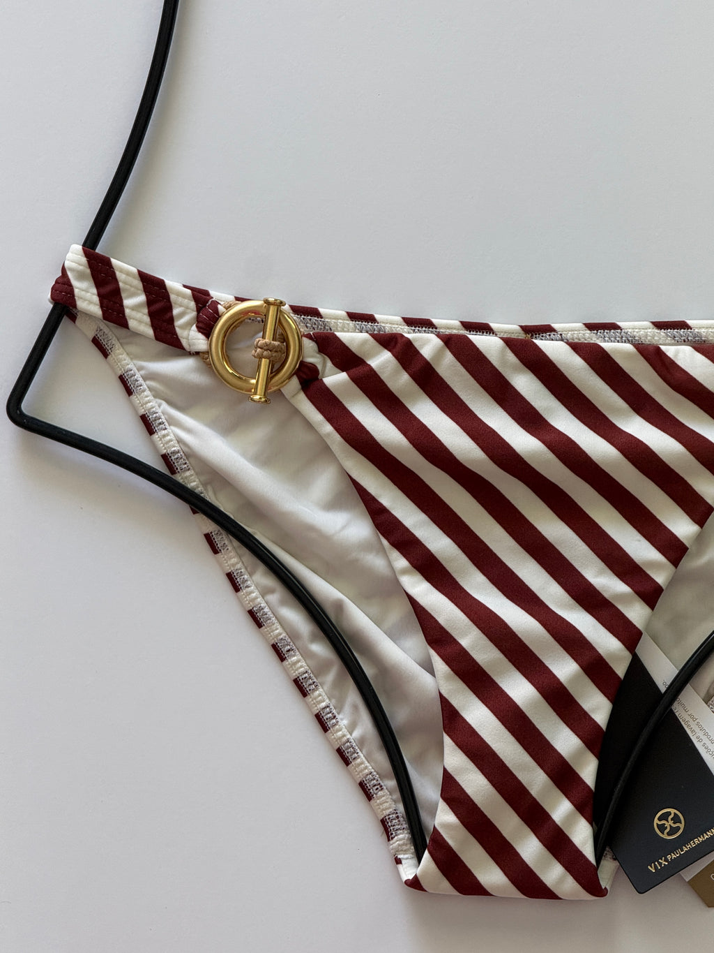 ViX Swimwear Boardwalk Audrey Full Bikini Bottom - Brown White Stripe