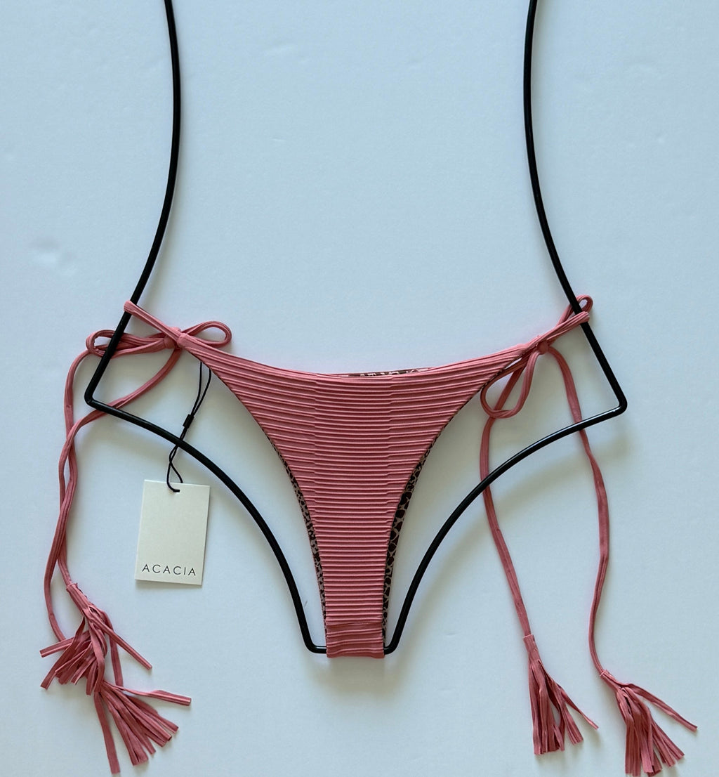 Acacia Swimwear Lauie Dual Ribbed Tie Side Bikini Bottom - Lychee