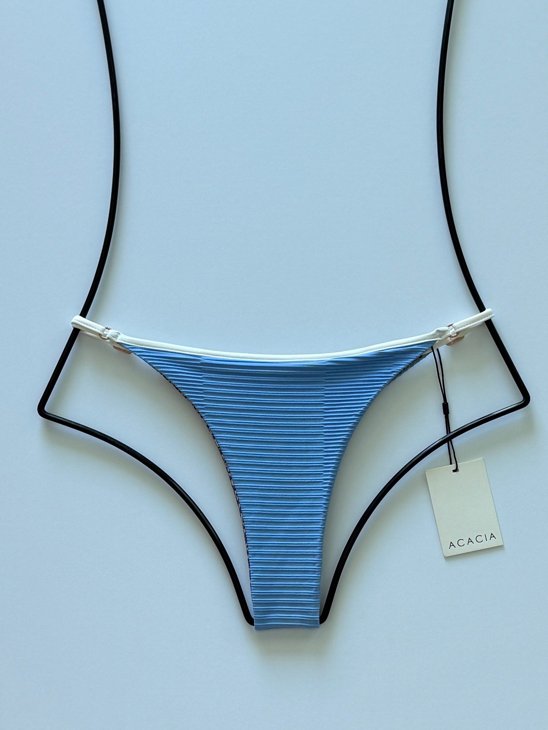 Acacia Swimwear Neema Piped Dual Ribbed Bikini Bottom - Seine