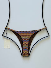 Back view of Acacia Ralphy Bikini Bottom in Mada print with high-cut minimal coverage and logo hardware.
