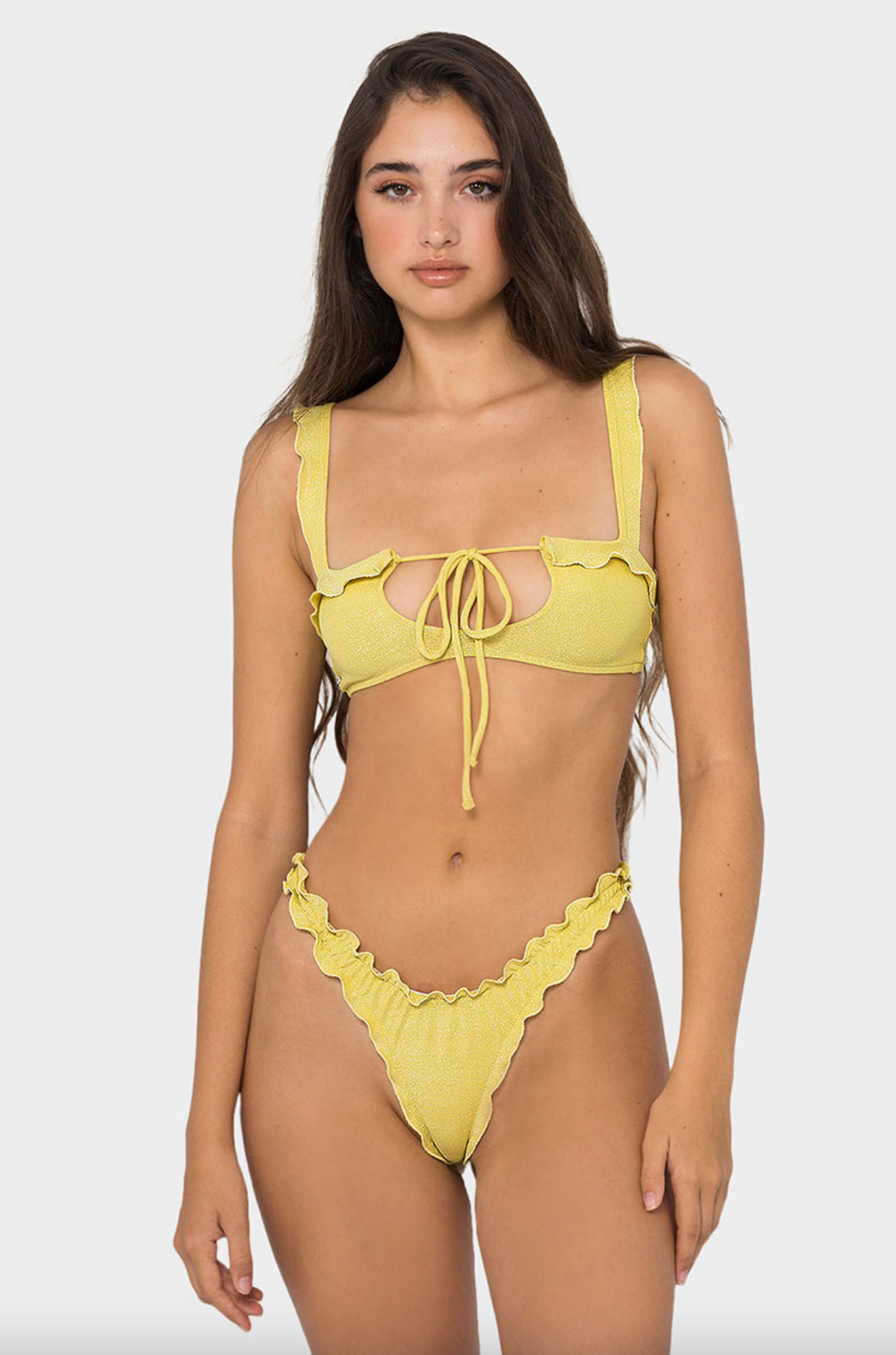 Khassani Swimwear 'Alma' Bikini Top in Shiny Yellow