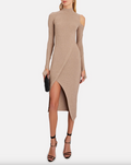 Alix NYC Dress - Alix NYC Harper Cut-Out Turtleneck Midi Dress in Chestnut