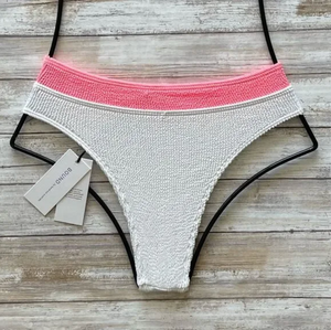 BOUND by Bond-Eye THE SAVANNAH Bikini Bottom in White / Neon Coral