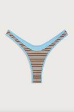 Frankies Bikinis Full Moon Striped Micro Bikini Bottom in Ocean Stone