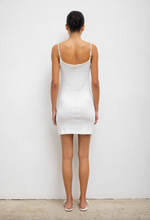 Leset Pointelle Tie Front Mini Dress – White