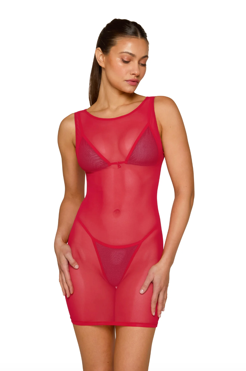 FAE Swim Mesh Dress - Red