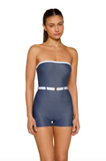 FAE Swim Stevie Playsuit - Denim & White