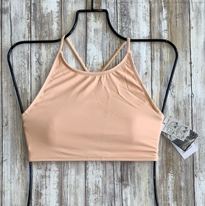 Volcom Simply Solid Crop Bikini Top in Peach