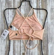 Volcom Simply Solid Crop Bikini Top in Peach