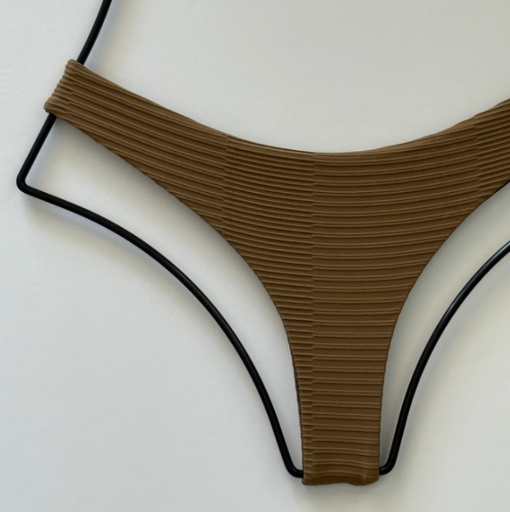 Designer Acacia Ho’okipa ribbed swim bottom Bear textured fabric – cheeky minimal coverage