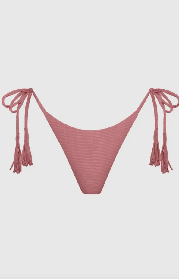 Acacia Swimwear Lauie Dual Ribbed Tie Side Bikini Bottom - Lychee