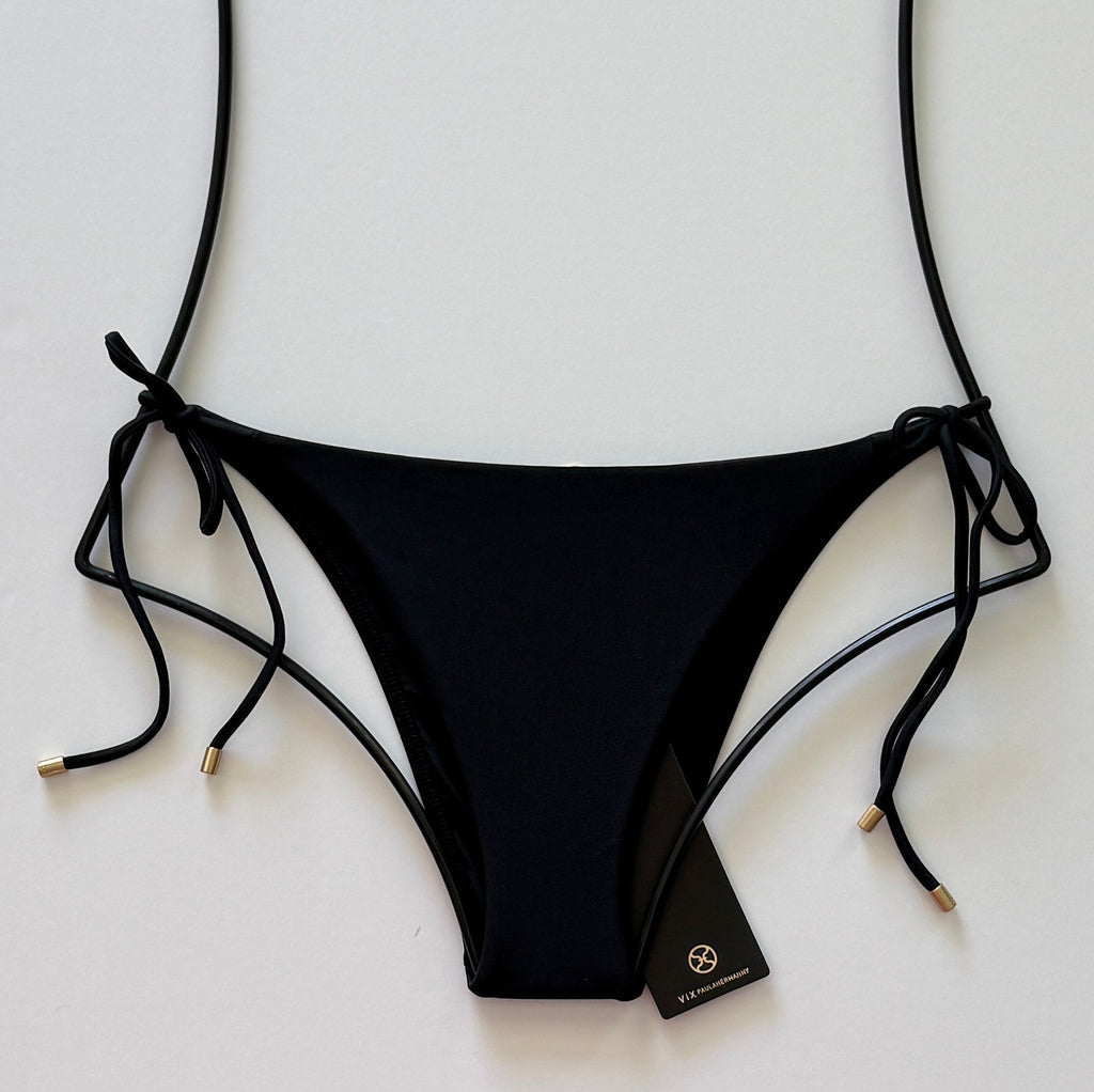 ViX Swimwear Solid Tie Side Brazilian Bikini Bottom - Black