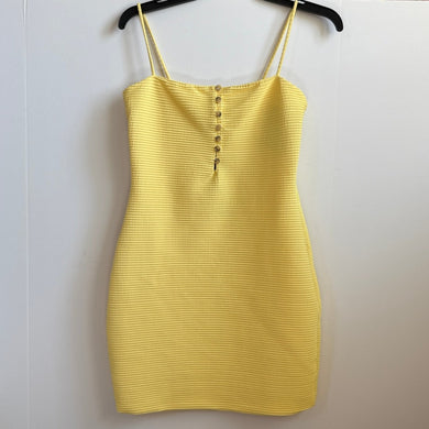ViX VIX Swim Yellow Ribbed Dunes BUTTONS Bodycon Mini Dress – PerfectKini