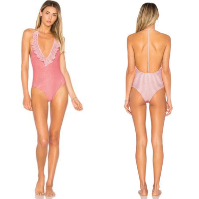 Tularosa Tularosa Red Twin MAISIE Ruffle T Strap One Piece – PerfectKini