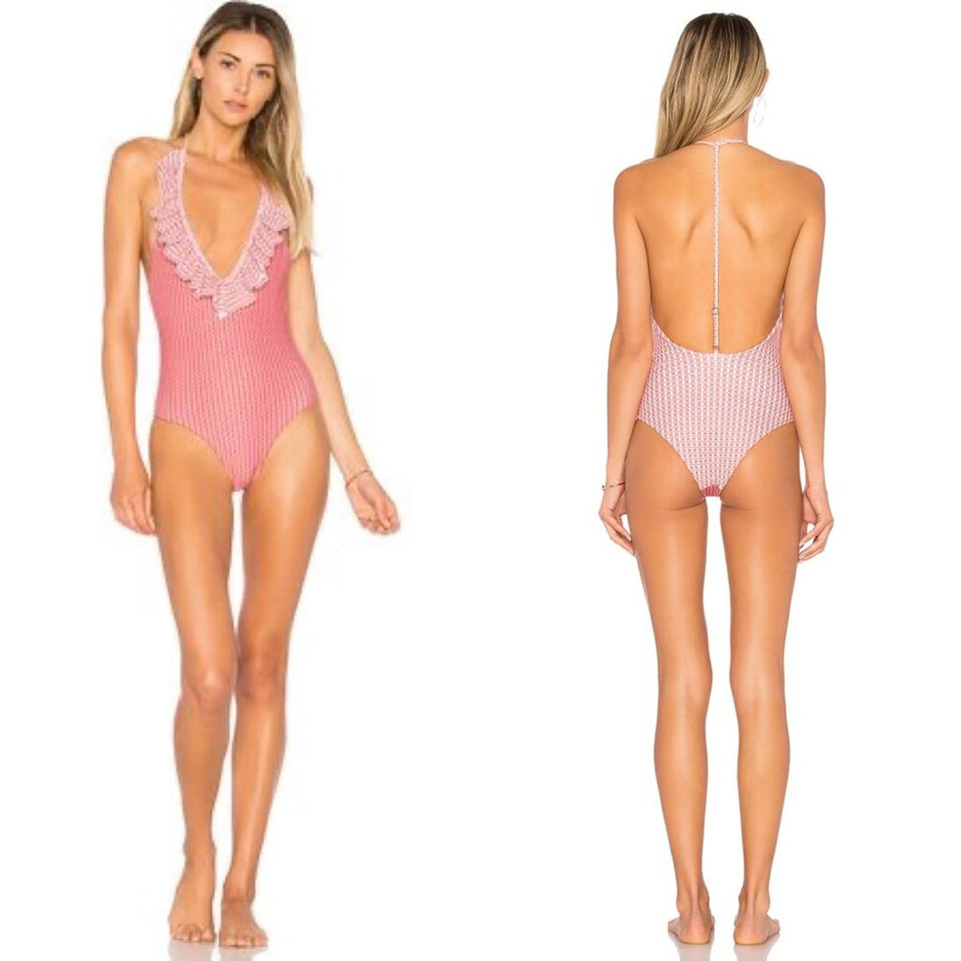 Tularosa Tularosa Red Twin MAISIE Ruffle T Strap One Piece – PerfectKini