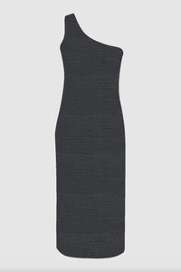 Acacia Swimwear Acacia Swim CARA Dress - Black - One Shoulder Smocked Midi - Large - NWT – PerfectKini