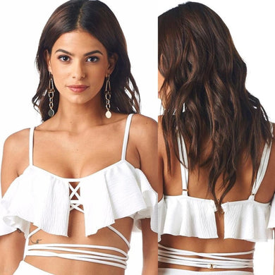 Montce Montce Swim Blanc Caletta Off Shoulder Bikini Top – PerfectKini