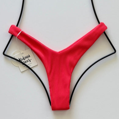 Kulani Kinis Kulani Kinis Y Cheeky Bikini Bottom - Watermelon Ribbed, Size Large, NWT – PerfectKini