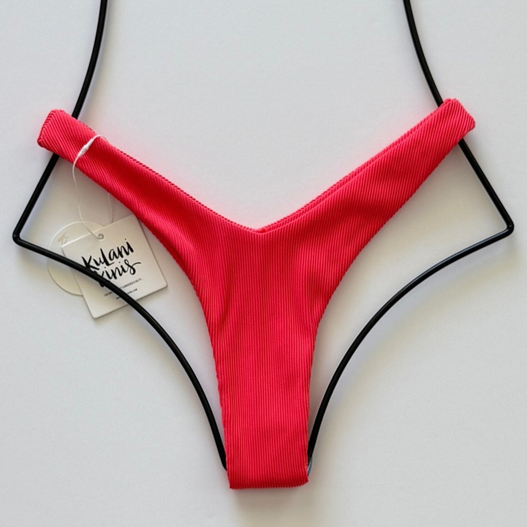 Kulani Kinis Kulani Kinis Y Cheeky Bikini Bottom - Watermelon Ribbed, Size Large, NWT – PerfectKini