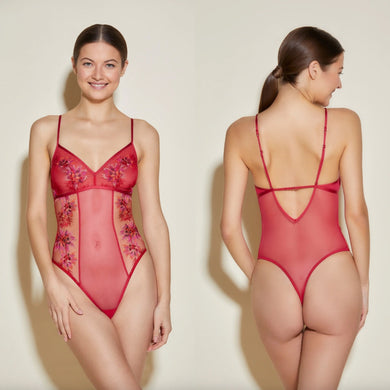 Cosabella Cosabella Maasai Teddy - Mystic Red  - Wireless Mesh Bodysuit - Large - NWT  – PerfectKini