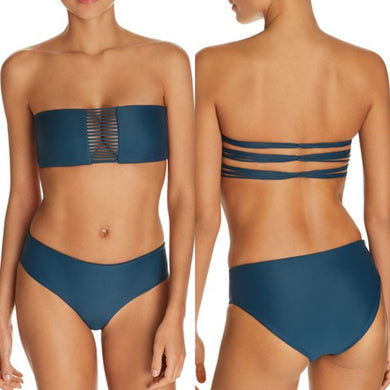 Mikoh Mikoh Swimwear SUNSET Bandeau Bikini Top - Scuba - Skinny String - Size XS – PerfectKini