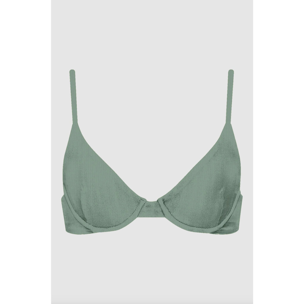 Acacia Swimwear Manhattan Ribbed Bikini Top - Clover | Front view