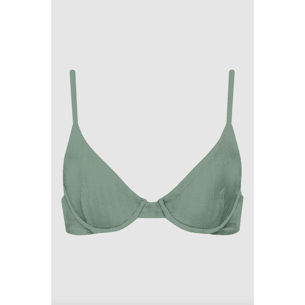Acacia Swimwear Manhattan Ribbed Bikini Top in Clover