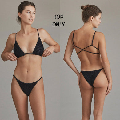 Acacia Swimwear Acacia Swimwear GIGI Bikini Top - Licorice - Criss-Cross Back - Large - NWT – PerfectKini
