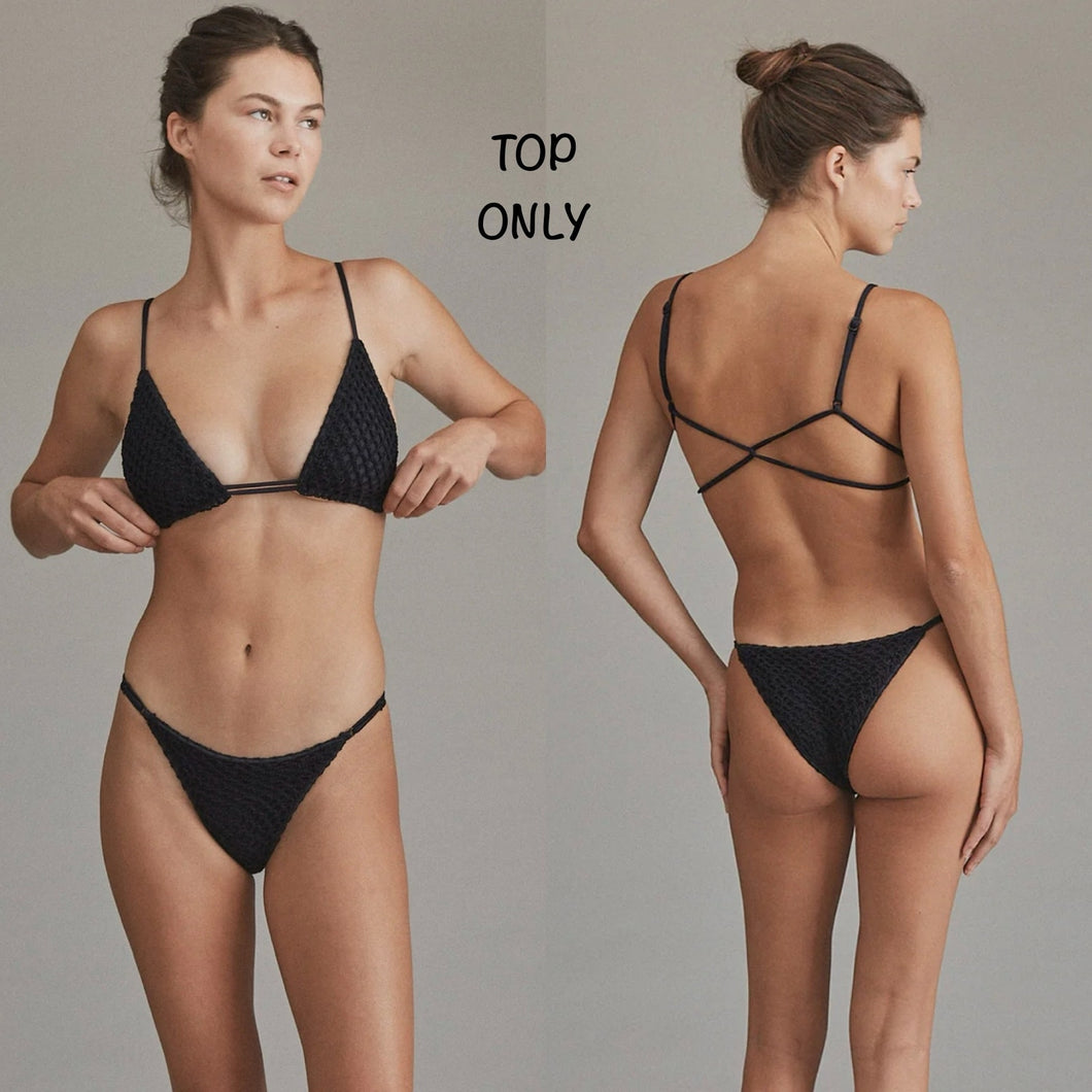Acacia Swimwear Acacia Swimwear GIGI Bikini Top - Licorice - Criss-Cross Back - Large - NWT – PerfectKini