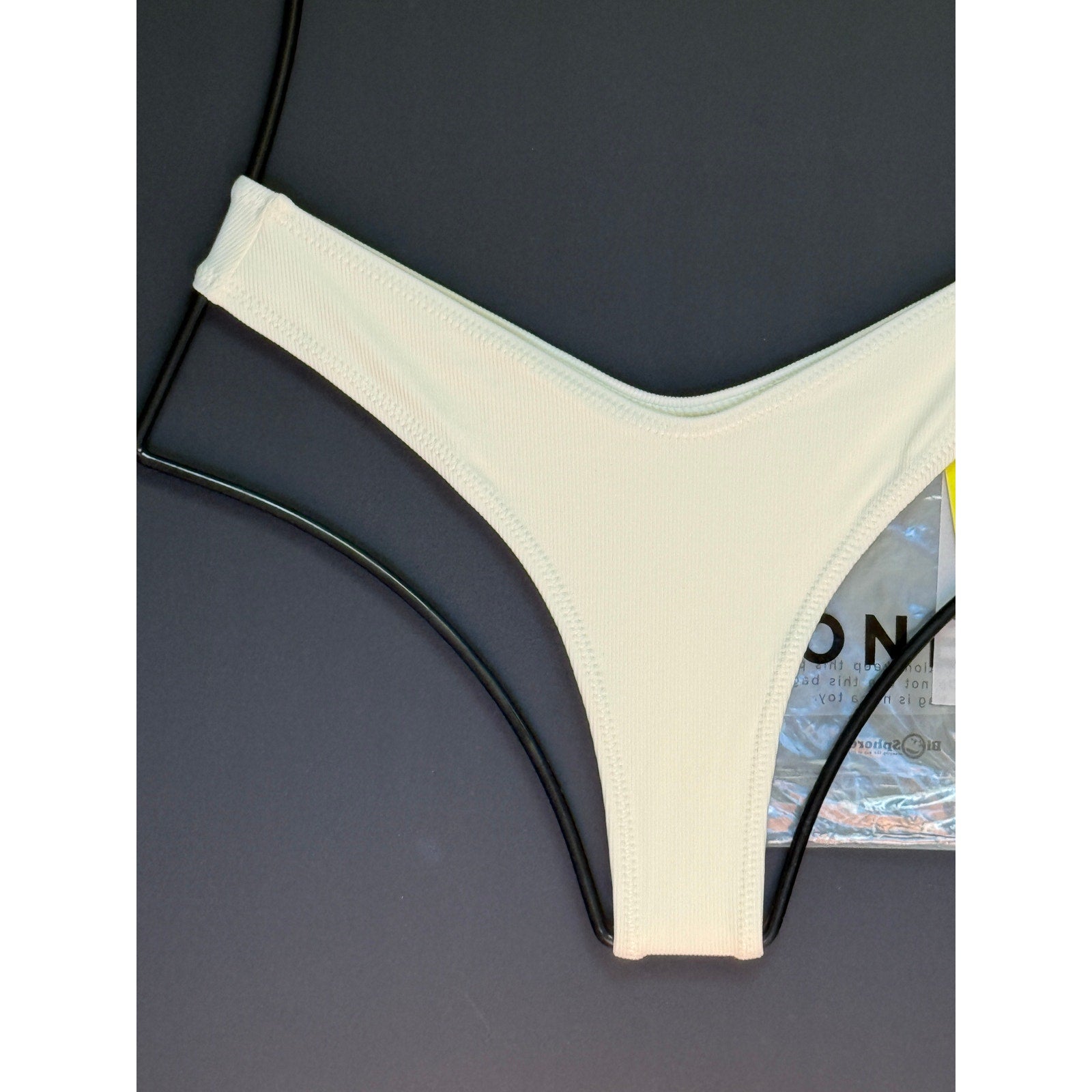 OneOne Swimwear Heidi Cheeky Bikini Bottom - Ivory Ribbed | Back view