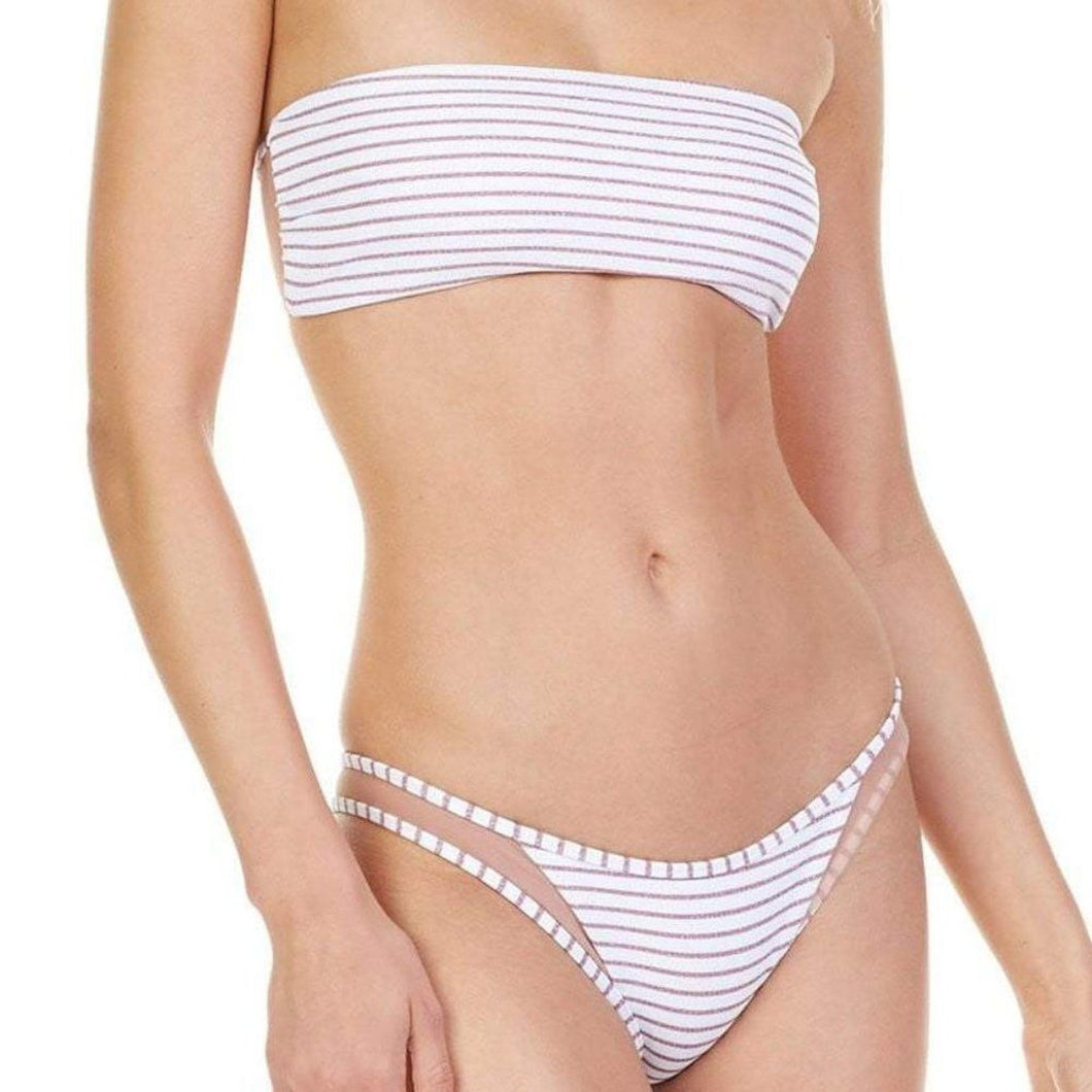 Tori Praver Swimwear Tori Praver Rose Gold Stripe Ribbed Bikini Set – PerfectKini