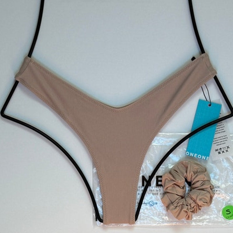 OneOne Swimwear Heidi Cheeky Bikini Bottom - Sand Ribbed
